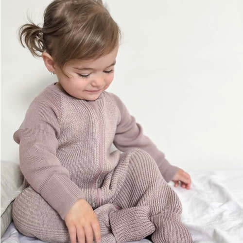 Merino Knitted Sleepsuit Lilac