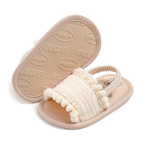 COSANKIM Infant Baby Girls Summer Sandals with Flower Soft Sole Newborn Toddler First Walker Crib Dress Shoes