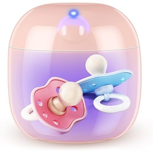 Qualirey Portable Pacifier Disinfection, Mini UV Light Disinfection, 99.99% Disinfection in 3 Mins, USB Rechargeable, Mini UVC Disinfection Box for Baby Pacifier, Bottle Nipples, Teethers (Pink)
