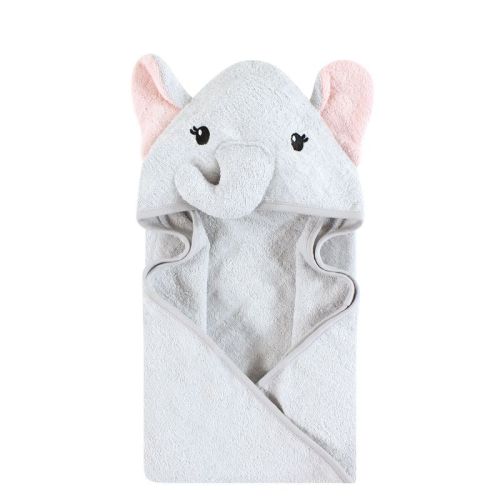 Hudson Baby Infant Baby Cotton Poly Animal Face Hooded Towel, Dreamy Elephant Girls, One Size