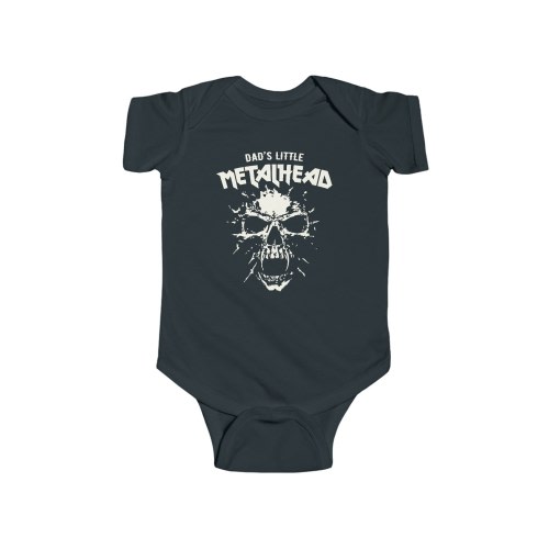 Dad's Little Metalhead | Rock Heavy Metal Baby Bodysuit | Black Alternative Halloween Rocker | Spooky Baby Clothes