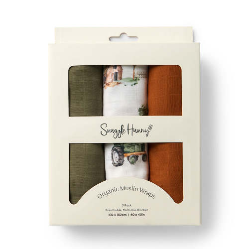 Large Organic Muslin Wraps 3 Pack - Diggers | Snuggle Hunny