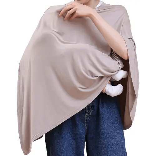 Multi-use Nursing Cover for Breastfeeding, 360°Full Coverage Nursing Poncho, Rayon Soft & Breathable Breastfeeding Cover up (Smooth Rayon, Warm Taupe)