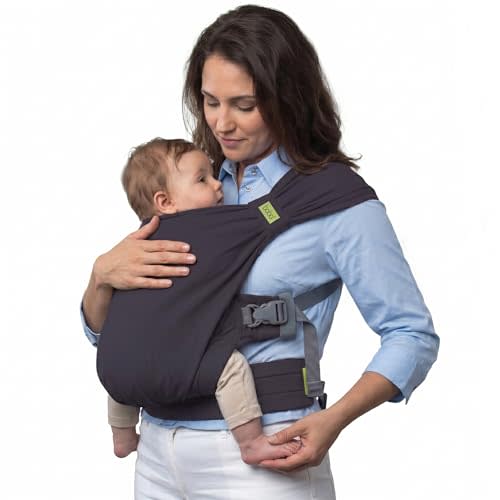 Boba Bliss Pre-Wrapped Baby Wrap Carrier, Newborn Sling, Charcoal | Stretchy Hybrid Sling that slips on in seconds, no tying, Hip-Healthy certified with Head Support for newborns 0-18 months.