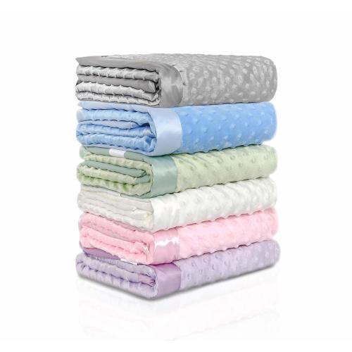 KOYOU BABY - Soft Plush Mink Baby Blanket with Dotted Backing and Silky Trim (30 X 35)