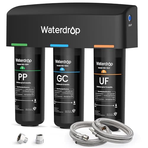 Waterdrop WD-TSA-UF 0.01 μm Ultra Filtration Under Sink Water Filter System | 9 Stage Under Sink Water Filtration System, Reduces Chlorine, Taste and Odor, Fluoride, Connects Directly to Your Faucet
