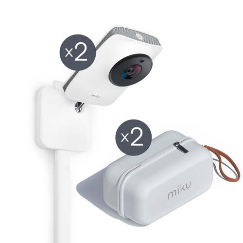 Award Winning Miku Pro Smart Baby Monitors with 2 Travel Cases Bundle | Contact free Baby Monitor