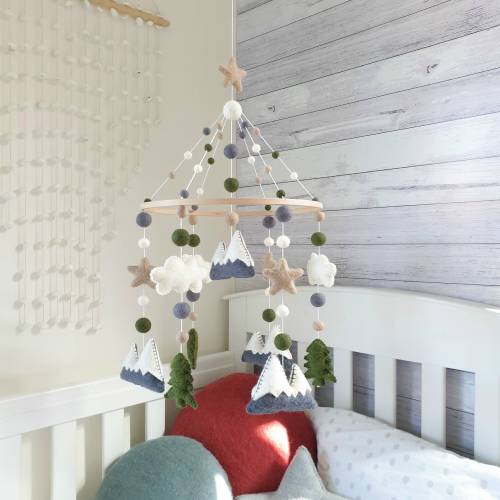 Woodland Baby Mobile, Mountains Nursery Mobile, Cloud Baby Mobile, Crib Mobile, Woodland Mobile, Mountains Cot Mobile, Forest Baby Mobile