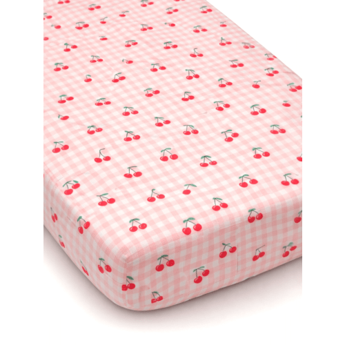 Gingham Cherries / Muslin Crib Sheet