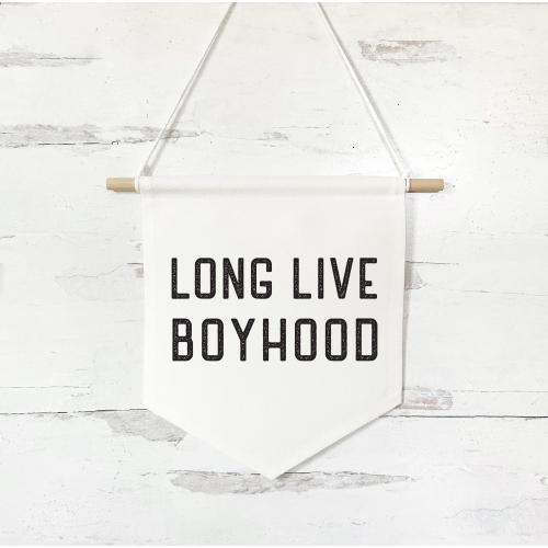 Nursery Wall Decor, Long Live Boyhood Pennant Flag Wall Art Banner, Kids Room Decor