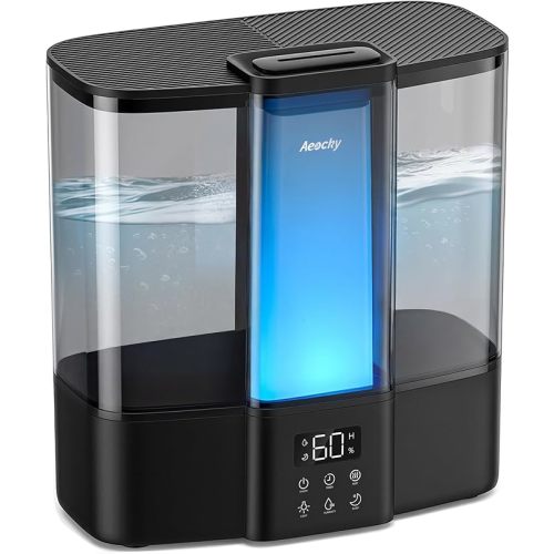 Geek-Level Aeocky Humidifier for Baby, Quiet Ultrasonic Humidifiers for Bedroom, Nursery with Ambient Light, 4L Top-Fill Cool Mist Diffuser with Timer, Sleep, Auto, Constant Humidity Mode (Black)