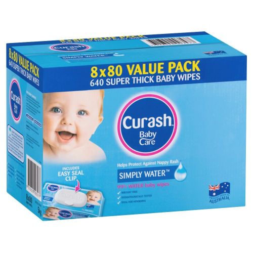 Curash Water Wipes 8 x 80s