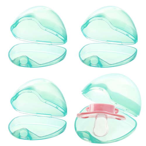 4 Pack Pacifier Holder Case Set,Happon Plastic Pacifier Cover Pouch for Diaper Bags,Portable Transparent Pacifier Storage Box Container for Travel, Home