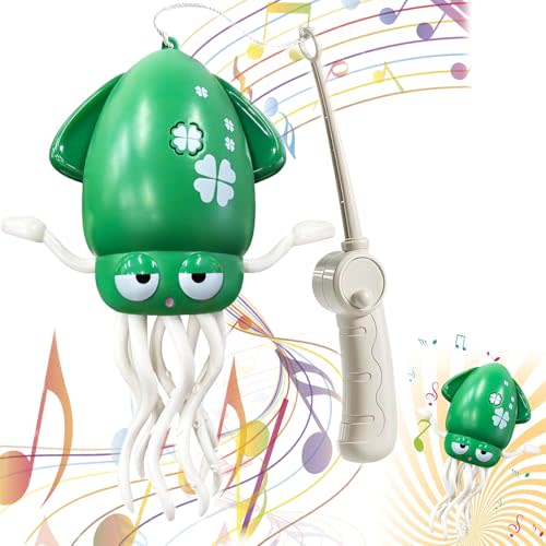 Electric Dancing Octopus Toy with Led Light and Music,Electric Crawling Octopus Tummy Time Toy,Rechargeable Magic Dancing Music Squid(Green)