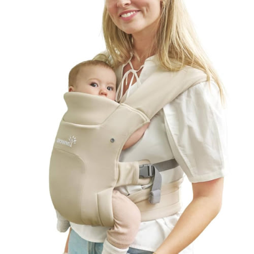 GROWNSY Baby Carrier Newborn to Toddler, Cozy Baby Wraps Carrier, Ergonomic Baby Carrier with Head Support, Cream