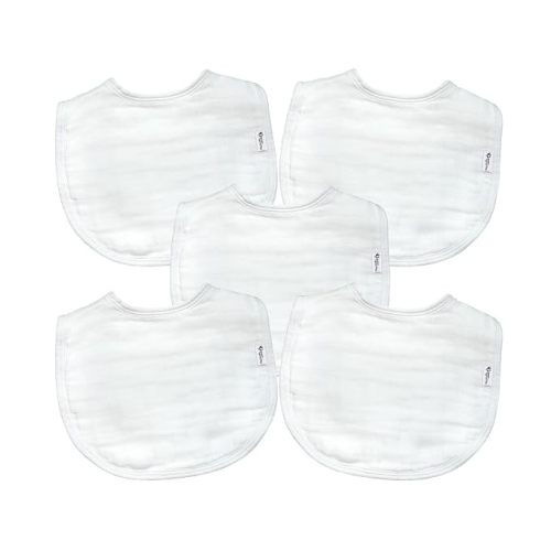 Green Sprouts Absorbent Organic Cotton Muslin Bibs, 5-Pack - White