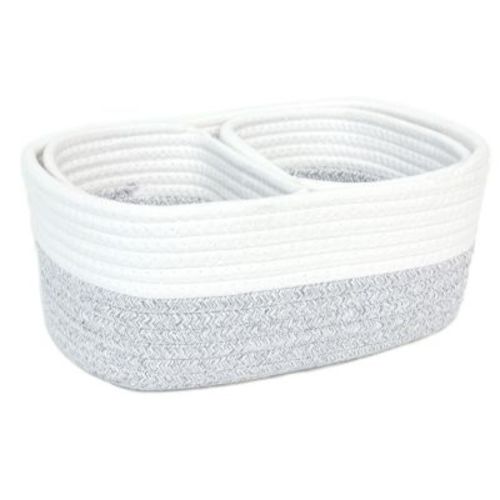Taylor Madison Designs® Rope Storage Baskets in Natural White/Grey (Set of 3) - WHITE/GREY - SET OF 3