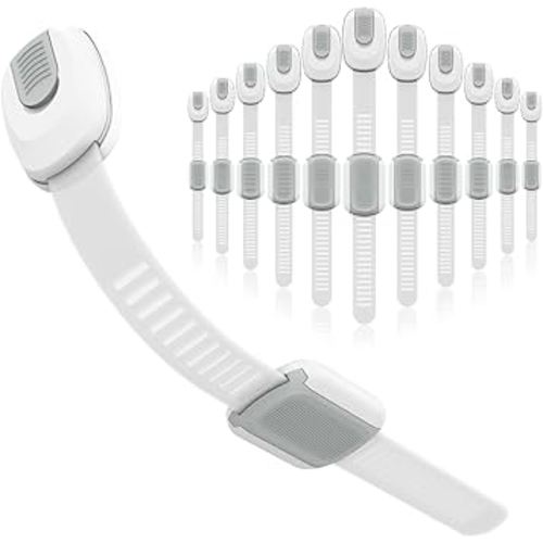 12 Packs Cabinet Locks Baby Proofing, Child Proof Cabinet Locks with 3M Adhesive, No-Drill Child Safety Cabinet Lock, Flexible for Drawer, Door, Fridge, Trashcan, Toilet Seat, Pantry