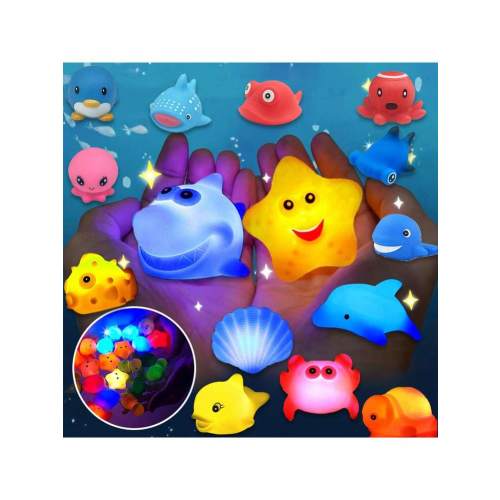 5/7/11pcs No Hole Bath Toys - Light Up Ocean Animals Set - Bathtub Floating Water Toys For Bathroom Water Tub Games Pool Party | SHEIN USA