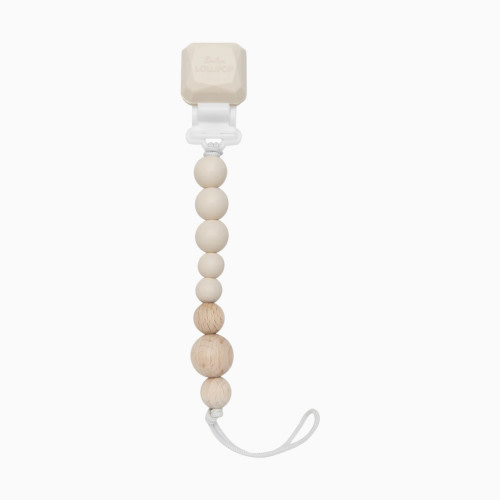 Loulou Lollipop Color Pop Silicone and Wood Pacifier Clip - Coconut Cream