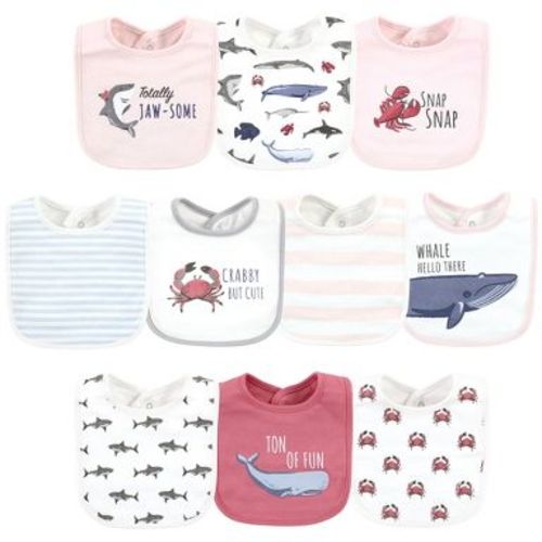 Hudson Baby Infant Girl Cotton Bibs, Girl Whale Shark, One Size