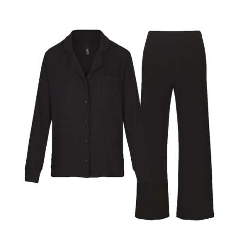 SKIMS SLEEP LONG SLEEVE BUTTON UP SET | ONYX