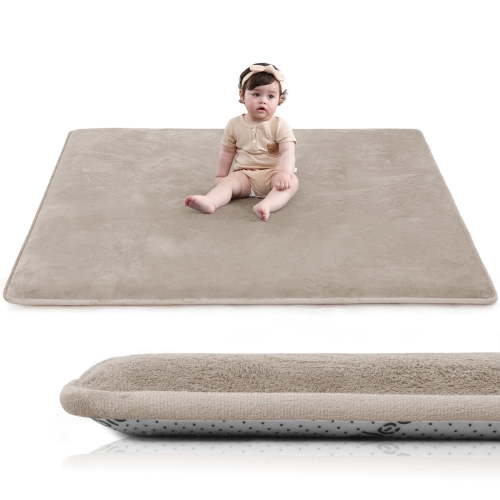 Baby Play Mat, 1.2"Thick Memory Foam Area Rug, Soft Coral Velvet Baby Crawling Mat with Non-Slip Backing, tummy time mat, tatami Padded Carpet, Baby Nursery Rug for Toddlers 50inx50in