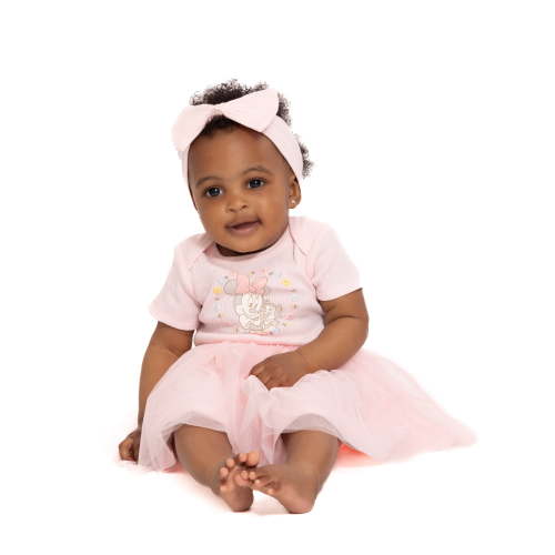Disney Baby Wishes + Dreams Character Infant Baby Dress and Bow Headband Set, 2-Piece, Sizes Newborn-12 Months