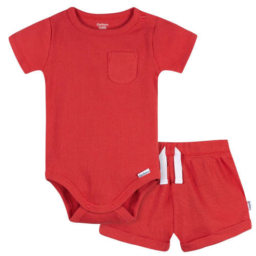 2-Piece Baby Boys Red Bodysuit & Shorts Set – Gerber Childrenswear
