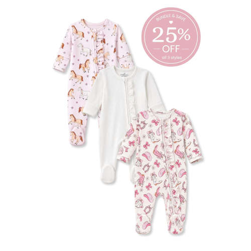 Howdy, Honey Ruffle Zipper Footie Bundle