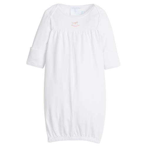 Little English | Baby Girls Pink Rocking Horse Pinpoint Gown | Over The Moon