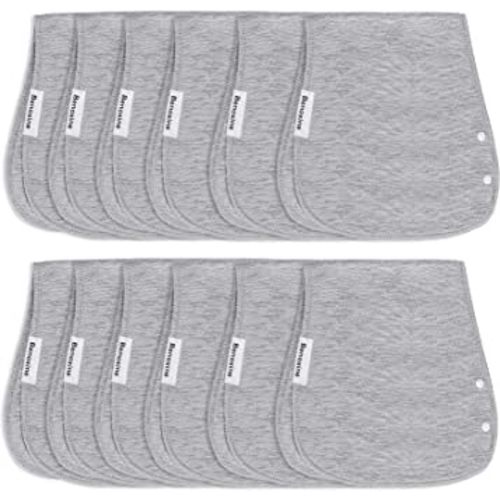 Burp Cloths & Baby Bibs 2-in-1 Large Size 3 Layers Thicken 100% Cotton Super Soft Absorbent for Teething and Drooling Baby Spit Up Burping Rags Set for Boys and Girls Infant Newborn 12 Pack(Gray)