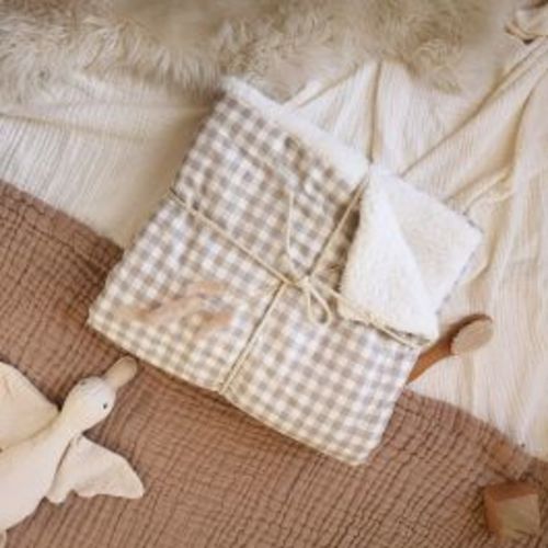 Checkerboard Baby Blanket - Beige