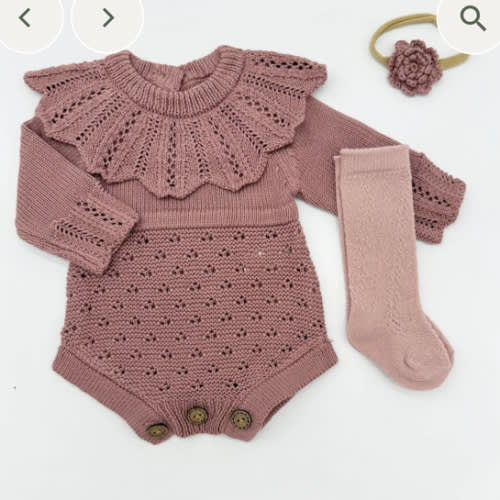 ZORI 3-Piece Knit Set | Romper + Bow +Socks – Olive and Cradle