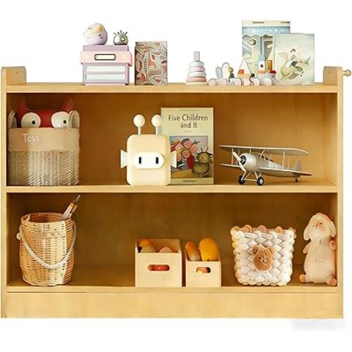 Montessori Shelf,Kids Bookshelf, Toy Organizers Storage With Hanging Pocket