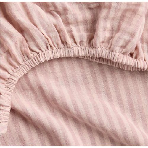Supersoft Lilac Rose Striped 100% Organic Cotton Gauze Baby Crib Fitted Sheet
