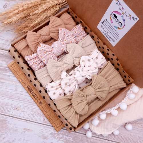 Baby Girl Headband & Bows | Soft Baby Headbands I Bow Bundle Hairband Hairbow | Baby Shower Gift | New Baby Gift | Baby Girl Gift Box