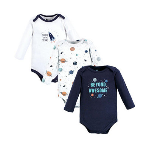 Baby Boys Cotton Long-Sleeve Bodysuits, Space 3-Pack