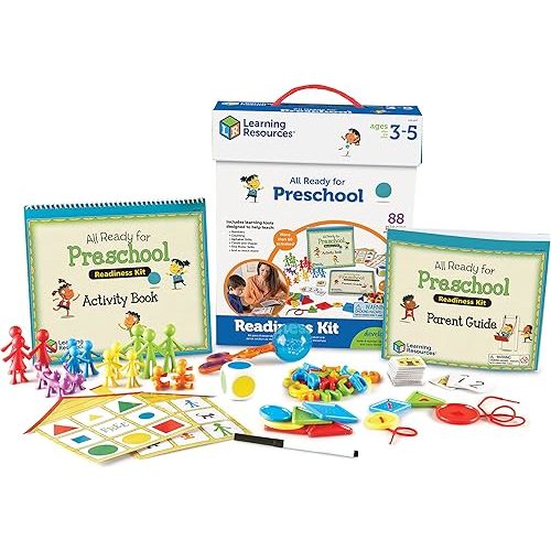 Learning Resources All Ready for Preschool Readiness Kit - 60 Activities Set, Ages 3+, Kindergartner Preparation Kit, Preschool Homeschool, Preschool Curriculum Kit