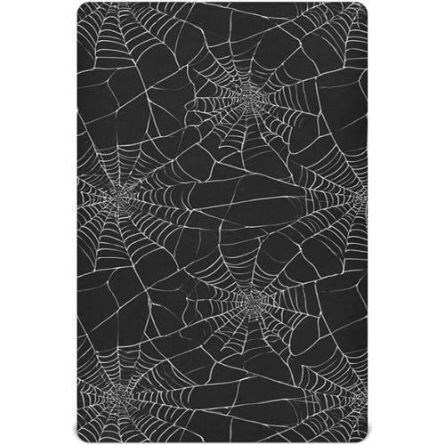 Baby Crib Sheet Spiderweb Halloween Crib Mattress for Boys and Girls Playard Sheet Soft Breathable Fitted Baby Mattress Cover 52x28in