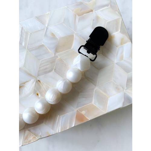 PEARL PACIFIER CLIP | Pearl Silicone Beads | Black Clip | Pearls for Baby | Baby Gift | Baby Shower Gift | Newborn Gift | Baby Girl Gift