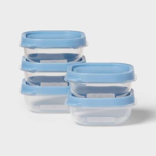 10pc (Set of 5) 1c Plastic Food Storage Container Set Blue - Room Essentials™