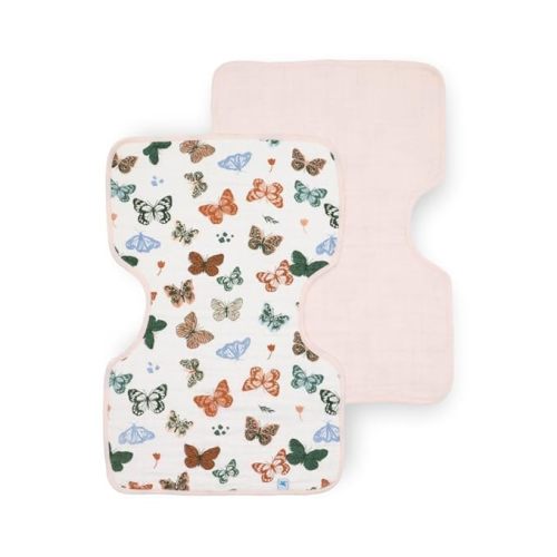 Little Unicorn Ultra-Absorbent Premium Burp Cloth 2 Pack | Soft on Baby's Skin | Larger Size | Ergonomic Design | Set of 2 (Pressed Petals)
