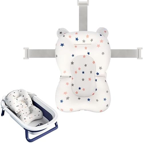 Colorlife Baby Bath Seat Support Net Infant Bathing Seat Support Mat, Adjustable Comfortable Non-Slip Three-Pointed Baby Shower Net Bathtub Sit Up Mesh for Newborn 0-12 Months-Star(No Bathtub)