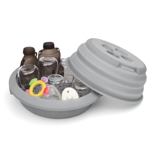 Haakaa Multipurpose Silicone Microwave Bottle Sterilizer&Steamer–Food-Grade Silicone Collapsible Microwave Sterilizer for Baby Bottles,Breast Pump Parts&Pacifiers and Accessories,Great For Home&Travel