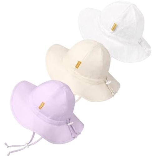 Baby Girl Sun Hat with UPF 50+ Outdoor Adjustable Toddler Beach Hat with Wide Brim Bucket Hats for Kids