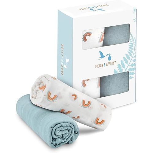 Muslin Swaddle Blankets for Newborn, Large Organic Receiving Baby Blankets for Boy & Girls 47 x 47 inches,2 Pack Breathable Soft Nursery Swaddle Wrap, Essentials Infant & Toddler Shower Gifts, Unisex