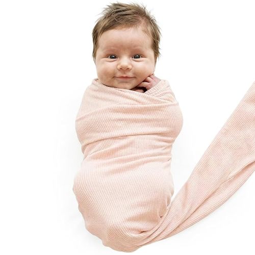 Caden Lane Baby Swaddle & Receiving Blanket, Soft, Breathable & Temperature-Regulating Bamboo Viscose Fabric for Swaddling Newborns, Gender Neutral Infant Blanket for Boys & Girls, Pale Pink