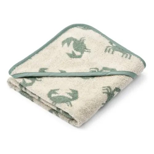 Liewood - Alba bath cape in organic cotton towelling - Crab/Sandy | Smallable