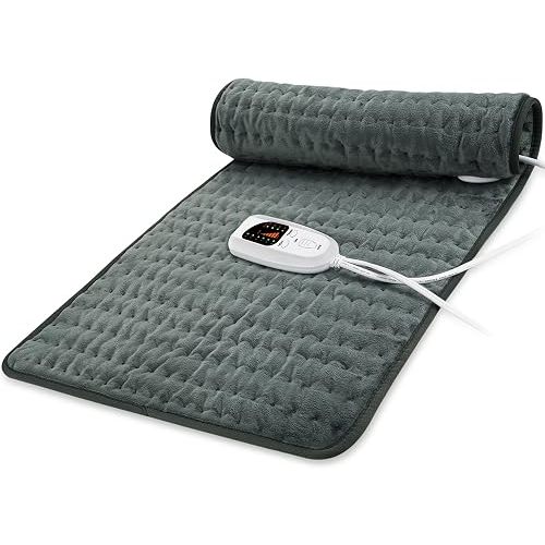 40"X20" Electric Heating pad with 6 Heat Settings, Auto Shut Off, Dry Electric Heating for Back Neck Knee Arms Legs Shoulder Heat Pads for Christmas Birthday Father's Day Mother's Day (Dark Gray)